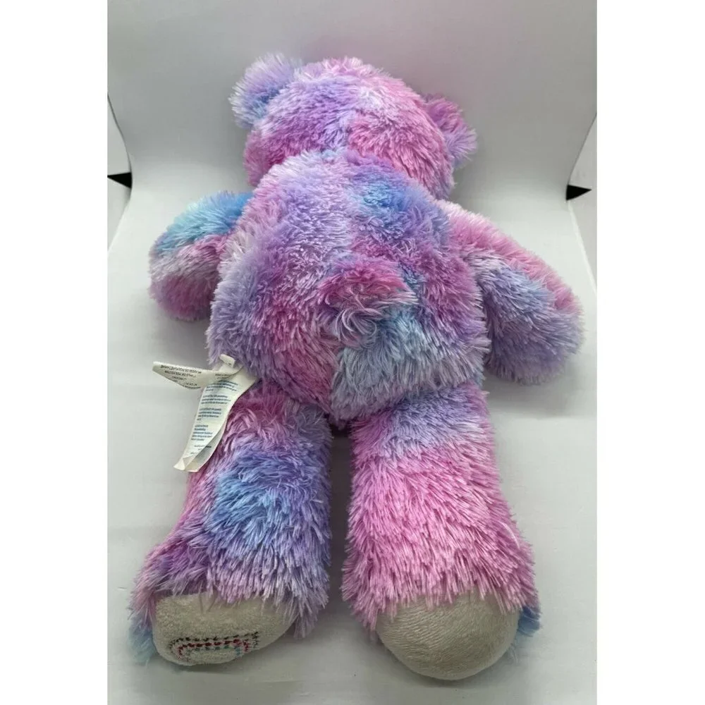 Build A Bear Fur ever Endless Hearts Bear Plush Pink Blue Purple White Heart